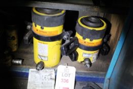 Two Enerpac hydraulic cylinders, model Holl-O-Cylinder