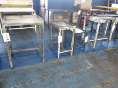 Four assorted metal workbenches, 700 x 600mm, 610 x 410mm, 510 x 360mm, 1m x 600mm