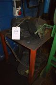 Steel frame square table and two various out of commission electric motors