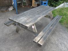 Timber slatted picnic bench, 1350 x 1800mm