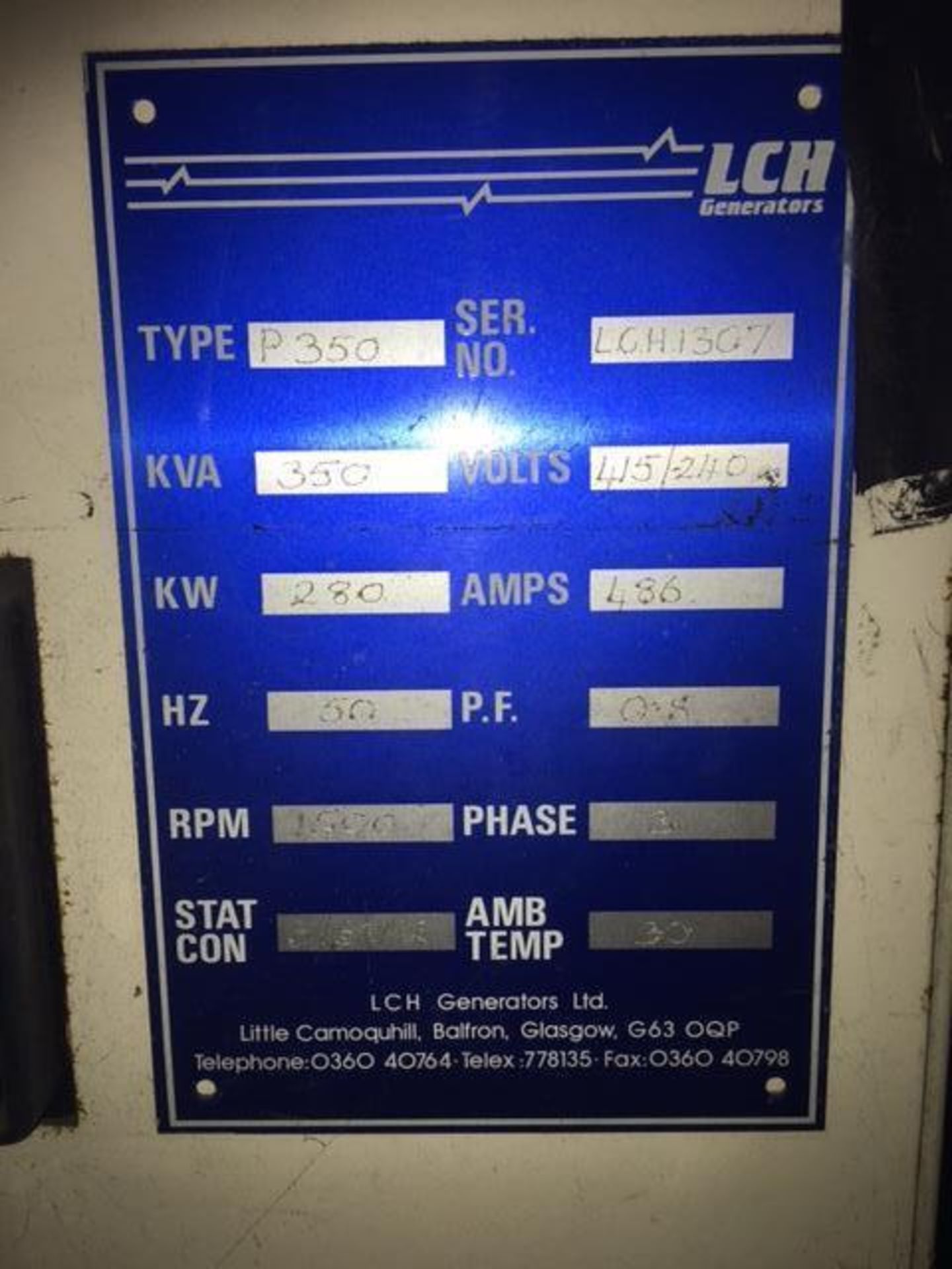 Perkins 2000 series diesel stand by generator, engine no. 8086984U84944U, serial no. 209, - Image 9 of 9