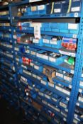 Single bay of 12 shelves of stock to include assorted bearings (please note: a Risk Assessment &