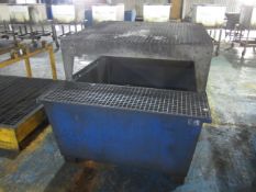 Metal fabricated spill tanks with mesh drainage floor, 1350 x 1650 x H 1180mm