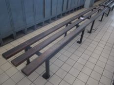 Two timber slatted benches