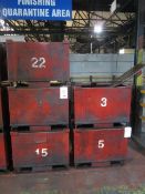 Five metal forkliftable storage stacking bins, 950 x 850 x H 680mm