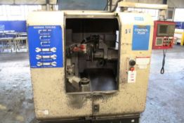 Koyama Barinder 400 automatic twin head grinding machine with rotary arm, model X6-FDH22R-443GRS,