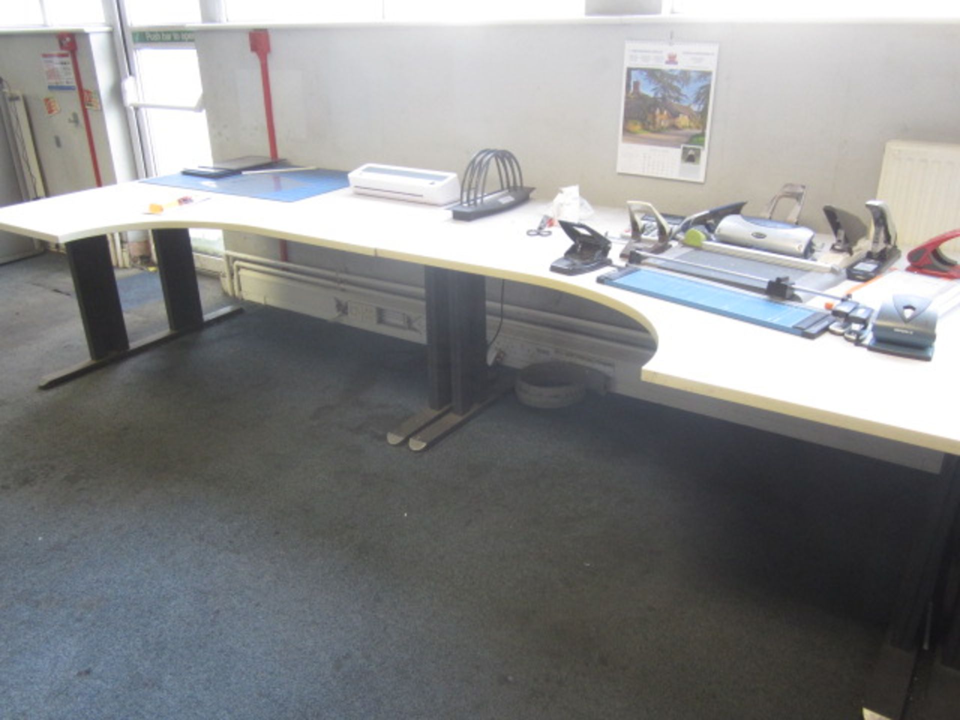 Three grey melamine corner workstations - Image 3 of 3