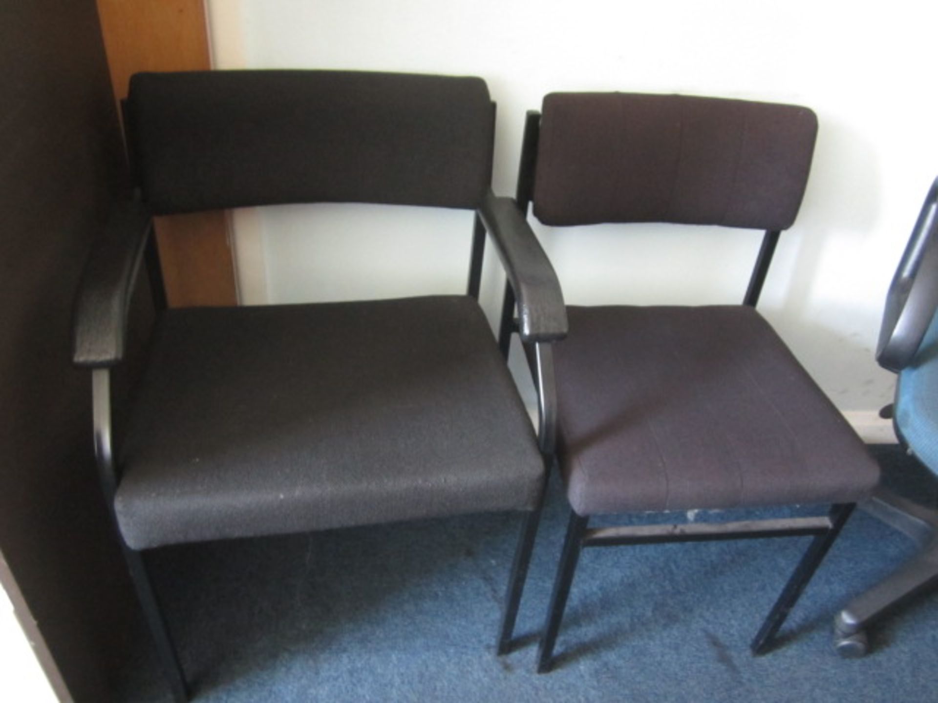 Grey melamine corner workstation with extension, 3 drawer pedestal unit, leatherette swivel chair, - Image 2 of 5