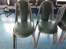 Eight metal frame vinyl stacking canteen chairs
