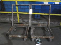 Two metal frame bespoke trolleys, no base