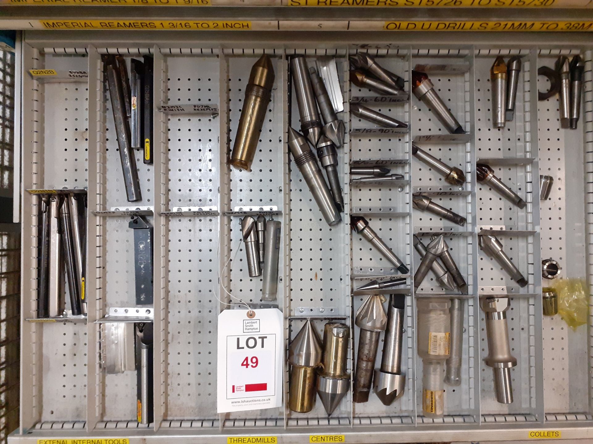 Contents of Drawer M - tools/Centres/Collets (Acceptance of the final highest bid on this lot is