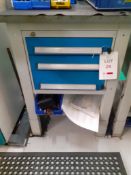 3 drawer tool cabinet with freestanding tool board and contents