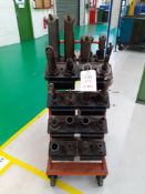 6 SK50 tool holders with 6 assorted tools - boring/drill tools and 16 SK50 tool holders with