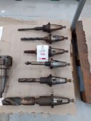 6 various drill/reamer tools with tool holders