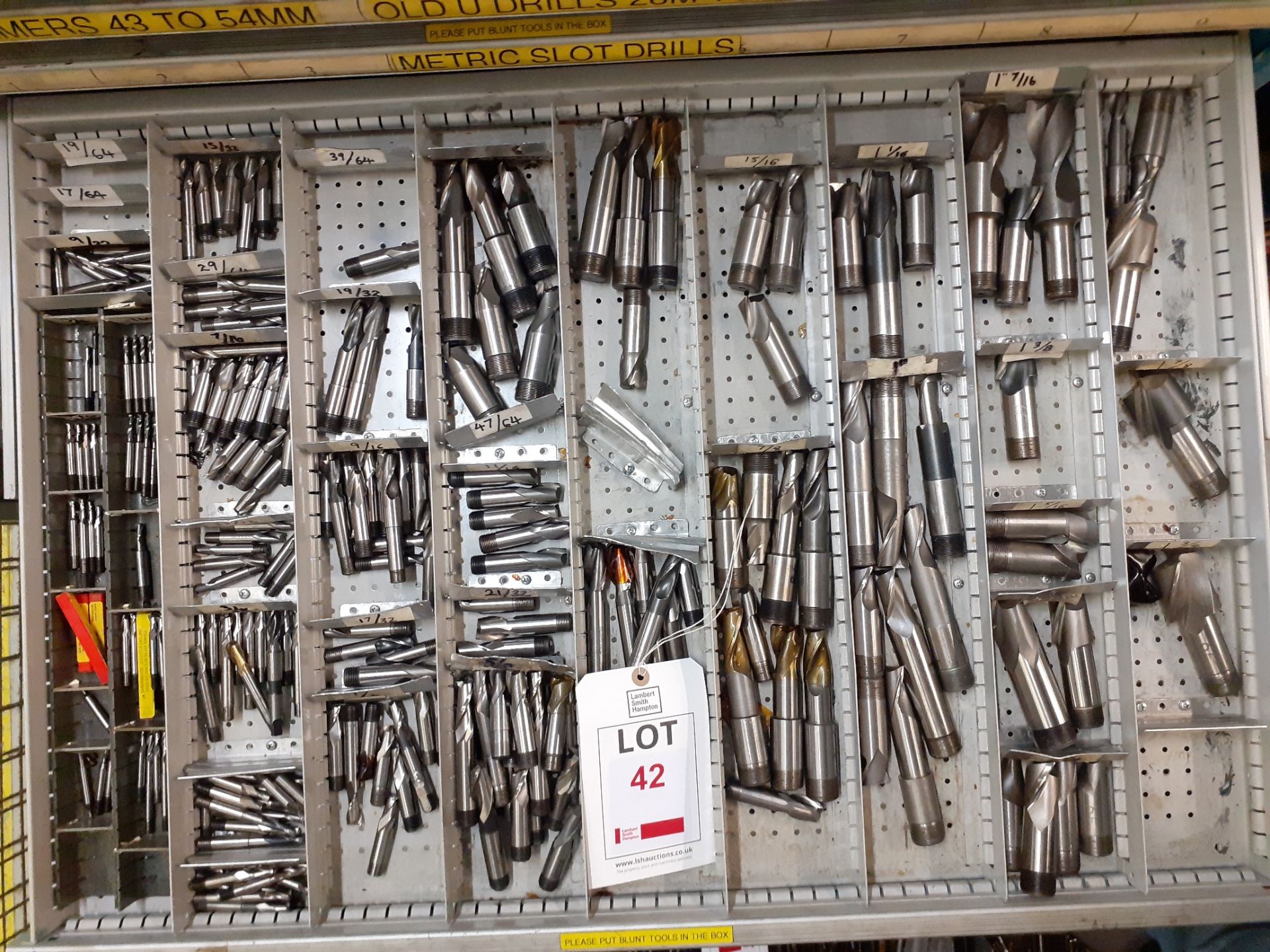 Contents of Drawer F - Slot Drills (Acceptance of the final highest bid on this lot is subject to