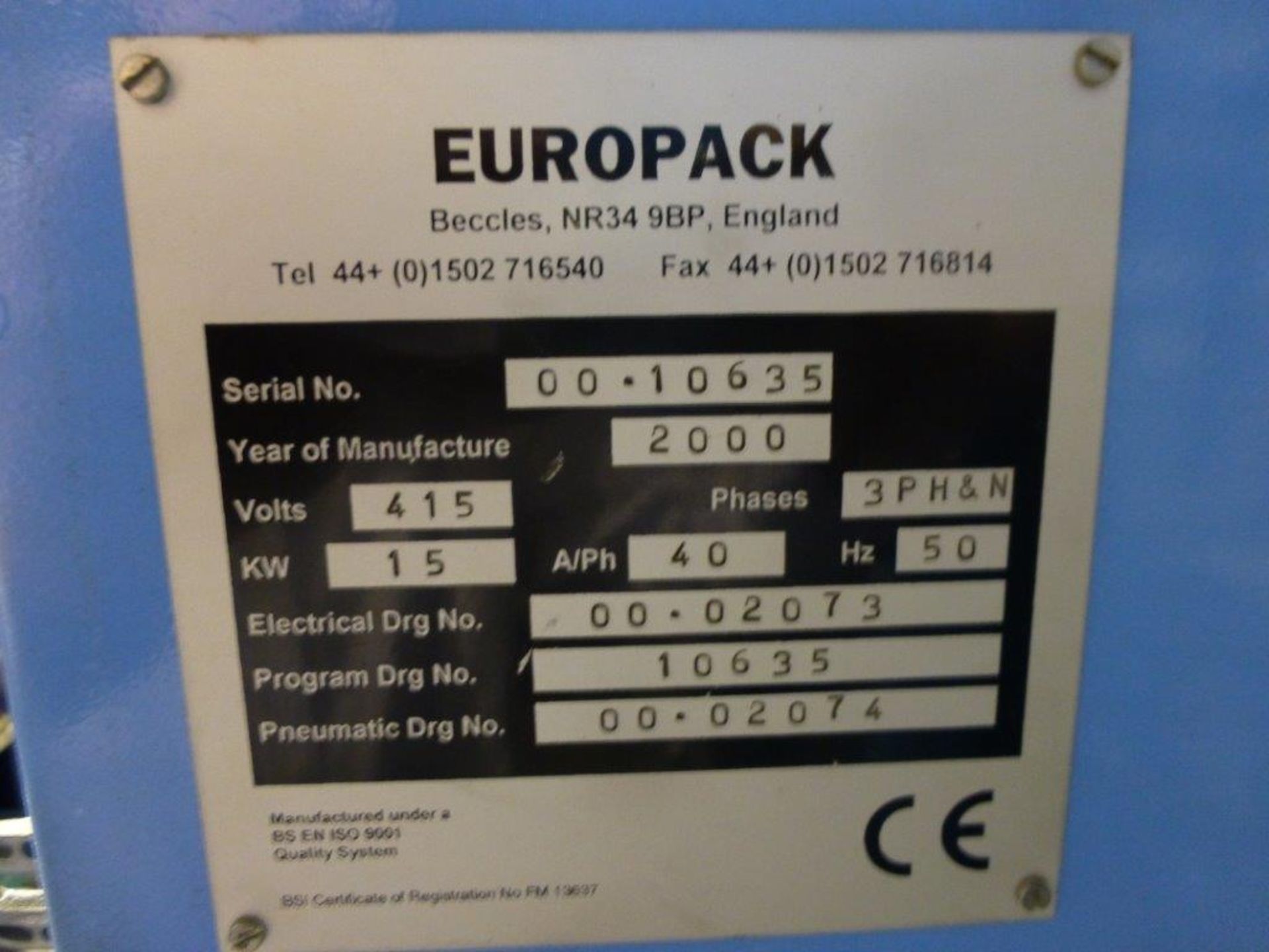 Europack Collator Wrapper Bander Serial No. 00.10635 (2000) , plant No 10469 - Image 5 of 5