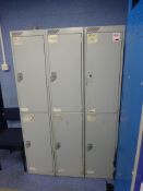 3 steel 2 compartment personal locker units (grey)