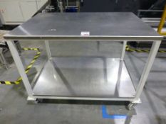 1200mm x 800mm x 880mm welded steel framed mobile work table with stainless steel top