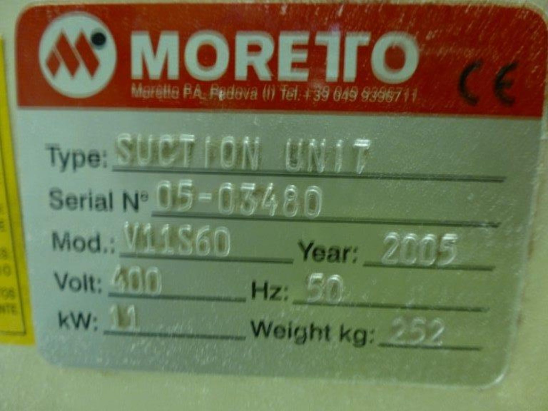 Moretto V11S60 suction unit, 05-03480 (2005) with spare stand and control box - Image 3 of 4