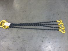 6.7t x 1600mm 4-leg chain sling and 4.25t x 1800mm 2-leg chain sling. Please note: Purchaser must