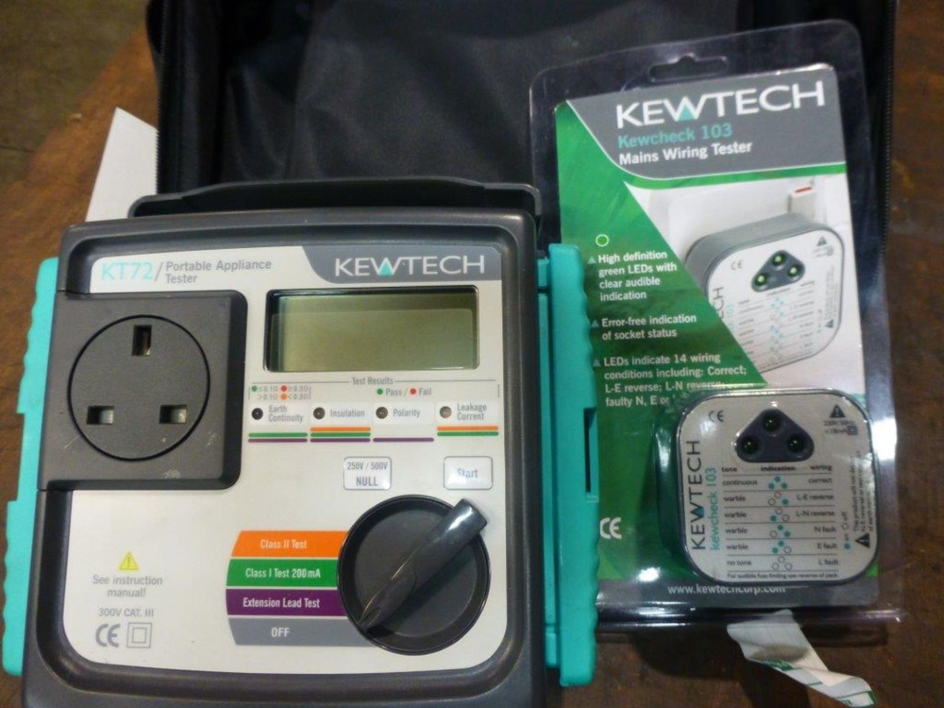 Kewtech KT72 portable appliance tester with leads and storage case