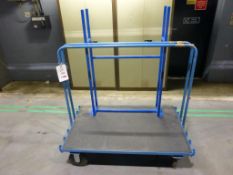 1250mm x 800mm 4-wheel steel framed flat cart with steel fabricated holder