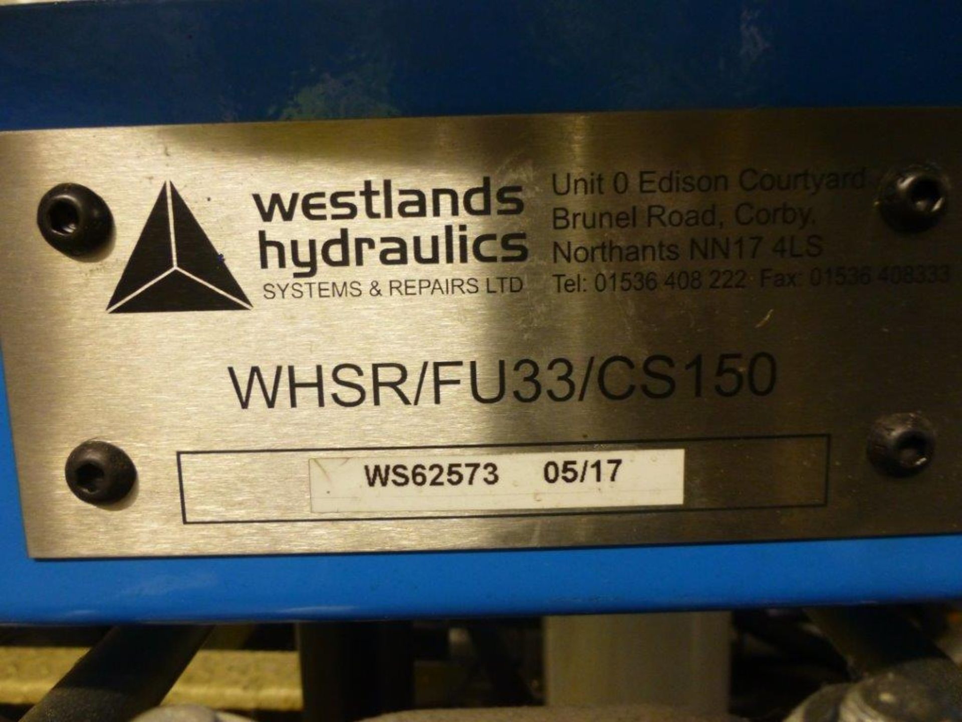 Westlands Hydraulics WHSR/FU33/CS150 mobile oil filtration unit, serial No WS62573 (2017) - Image 2 of 2