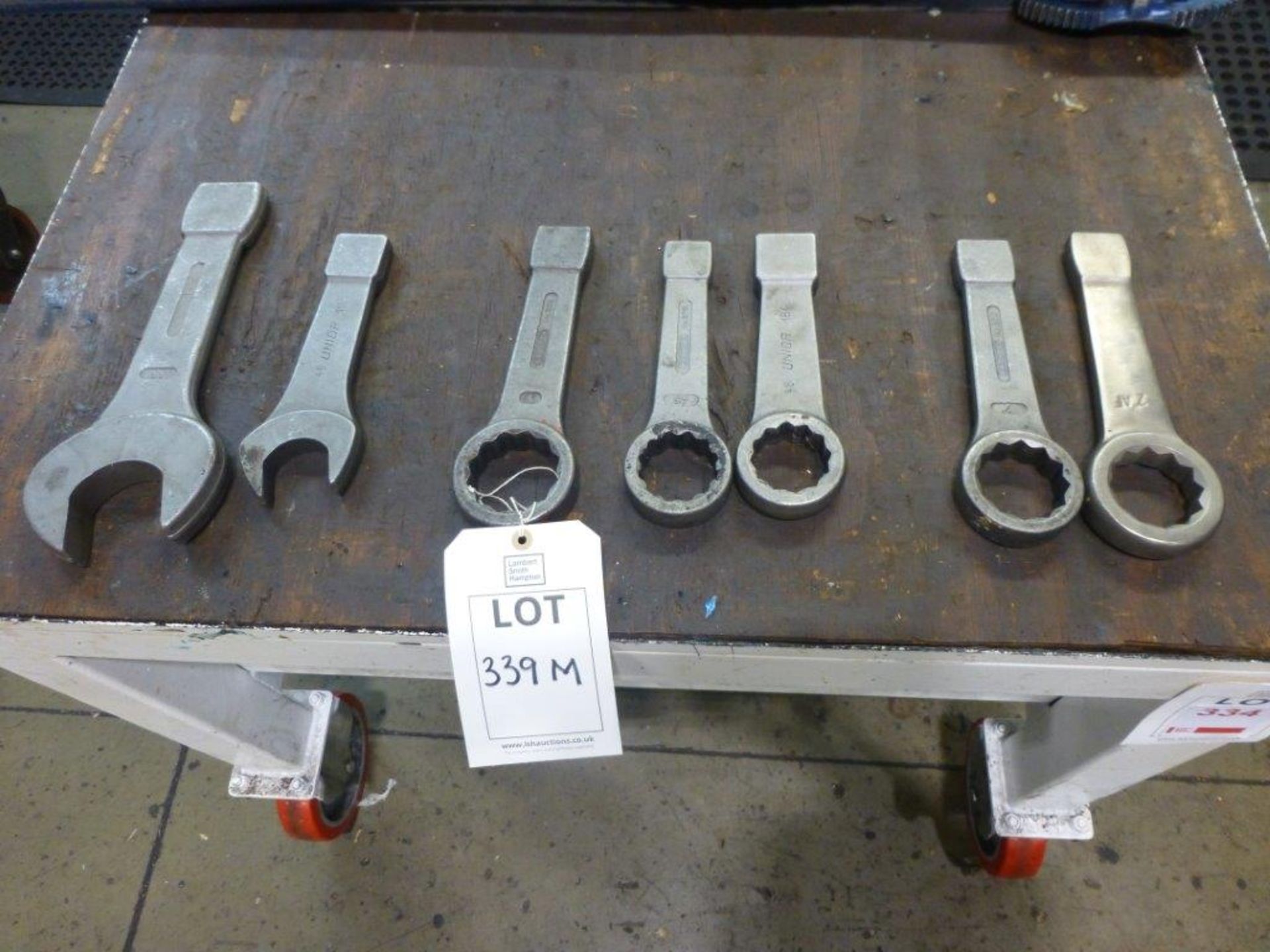 5 slogging spanners, 46mm to 65mm and 2 x 2" slogging spanners,