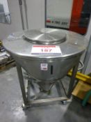 1200mm diameter stainless steel mobile material hopper with bottom discharge, hopper No 1