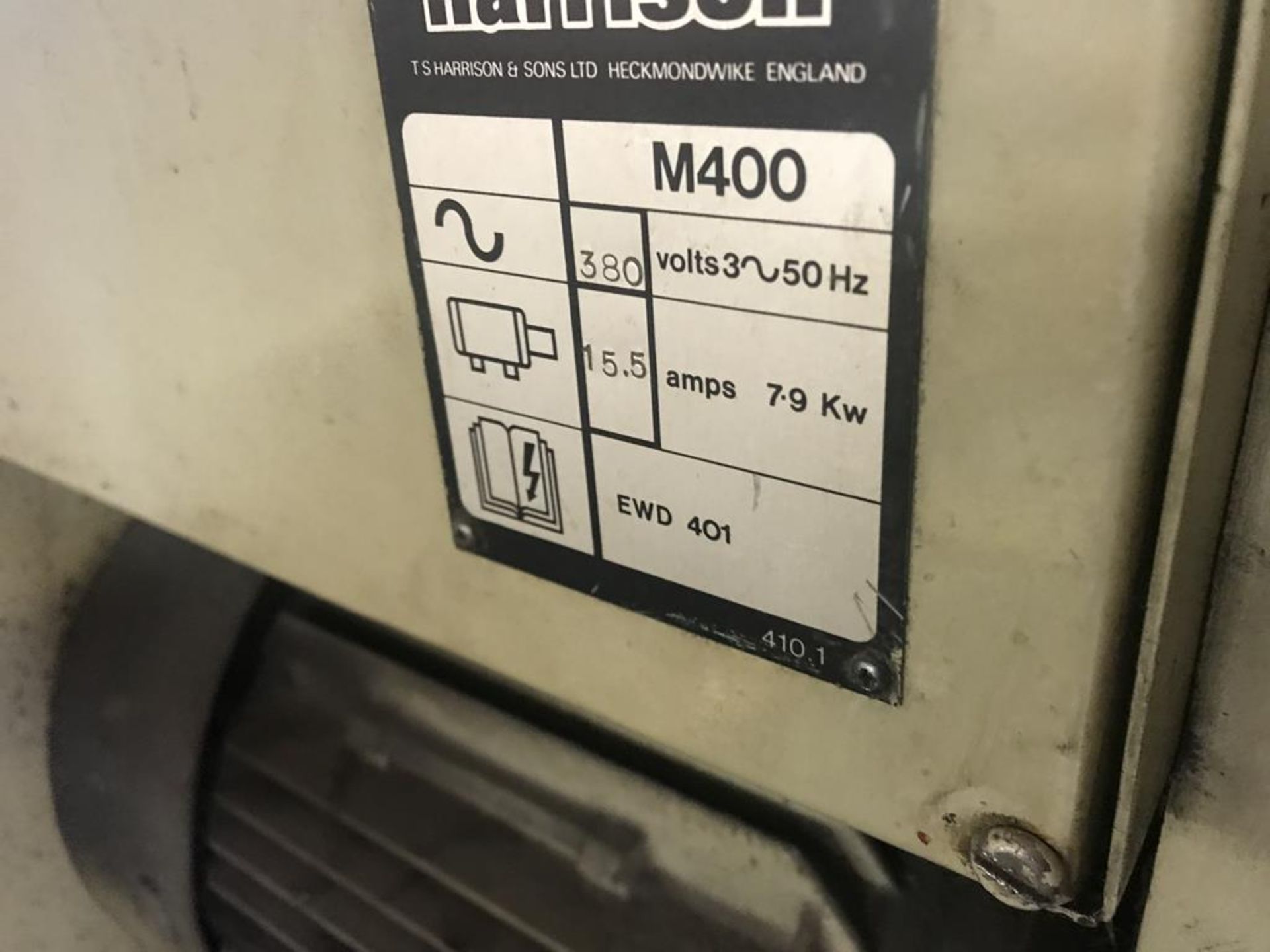 Harrison M400 gap bed lathe, serial No 401140 947 with 240mm overbed swing, 1400mm between - Image 2 of 2