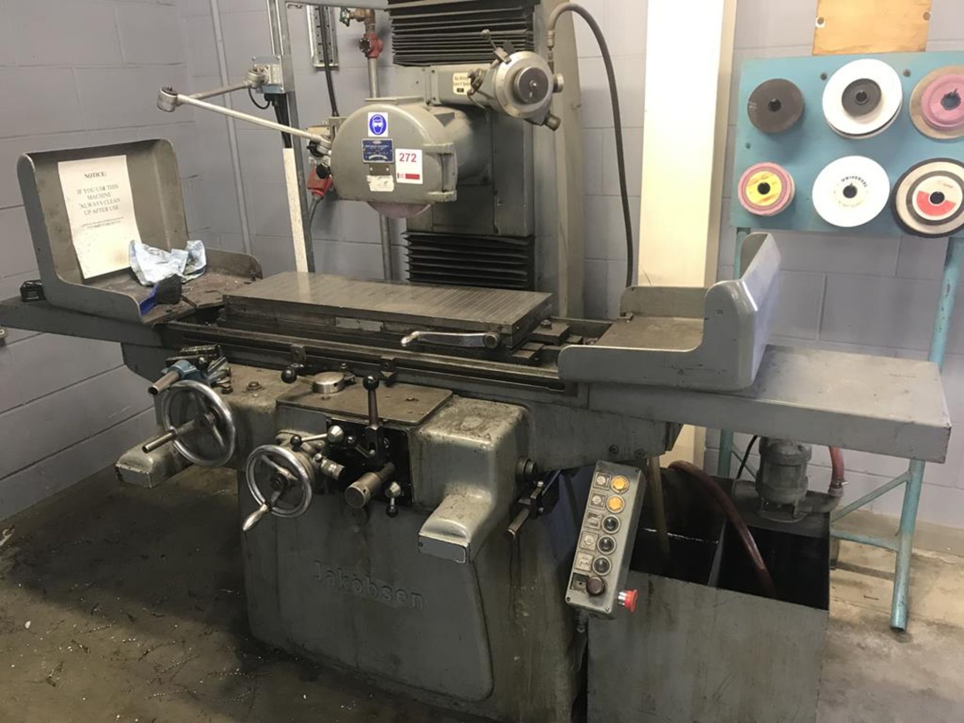 Jakobsen surface grinder with 32" x 10" table size and 750mm x 250mm magnetic chuck (A Risk