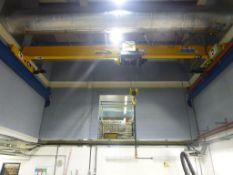 Morris 5 tonne 8m span single beam travelling pendant controlled overhead crane with, 2 speed