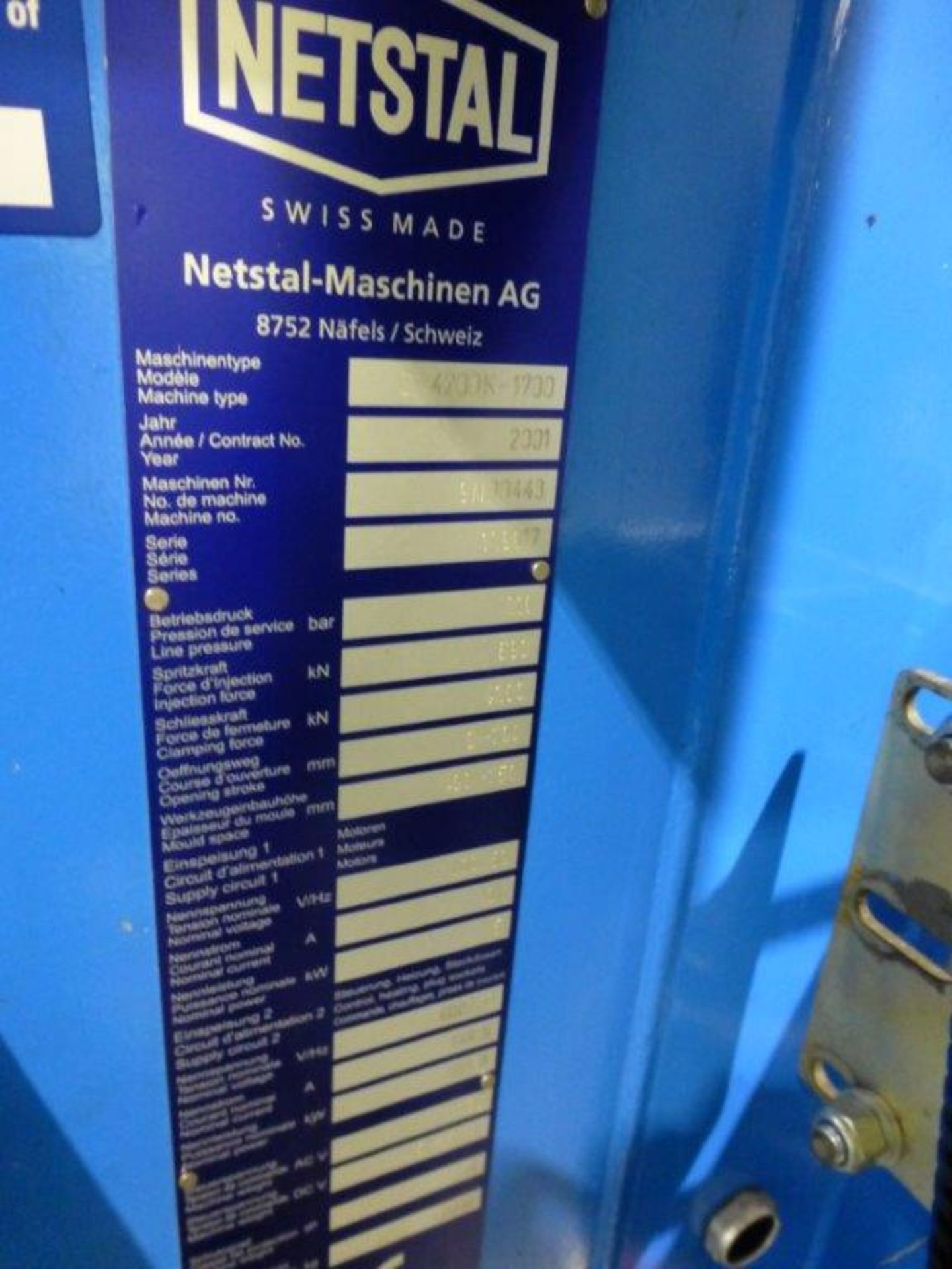 Netstal Synergy S-4200K-1700 CNC Plastic Injection Moulding Machine Serial No. 9N.10443 (2001) - Image 7 of 8