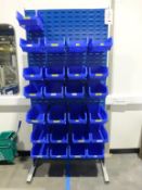 1000mm (w) x 2090 (h) plastic storage bin rack with 25 RS plastic storage bins