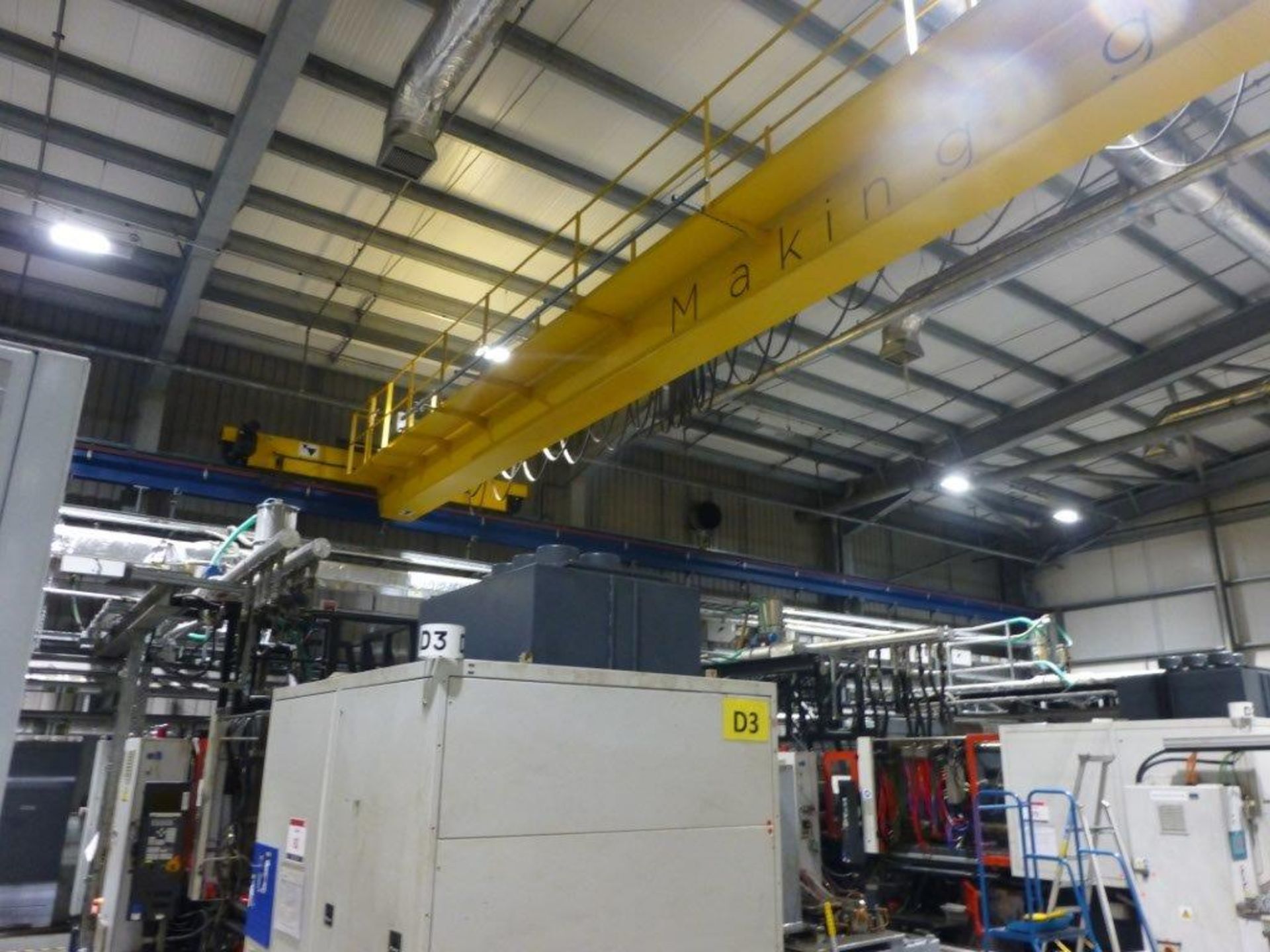 Morris 8 tonne 30.58m span single beam travelling pendant controlled overhead crane with, 50m - Image 2 of 6