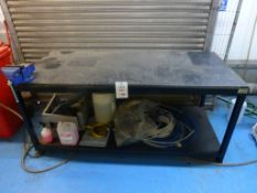 210mm x 900mm x 940mm welded steel work bench with engineers vice, located on first floor. Please