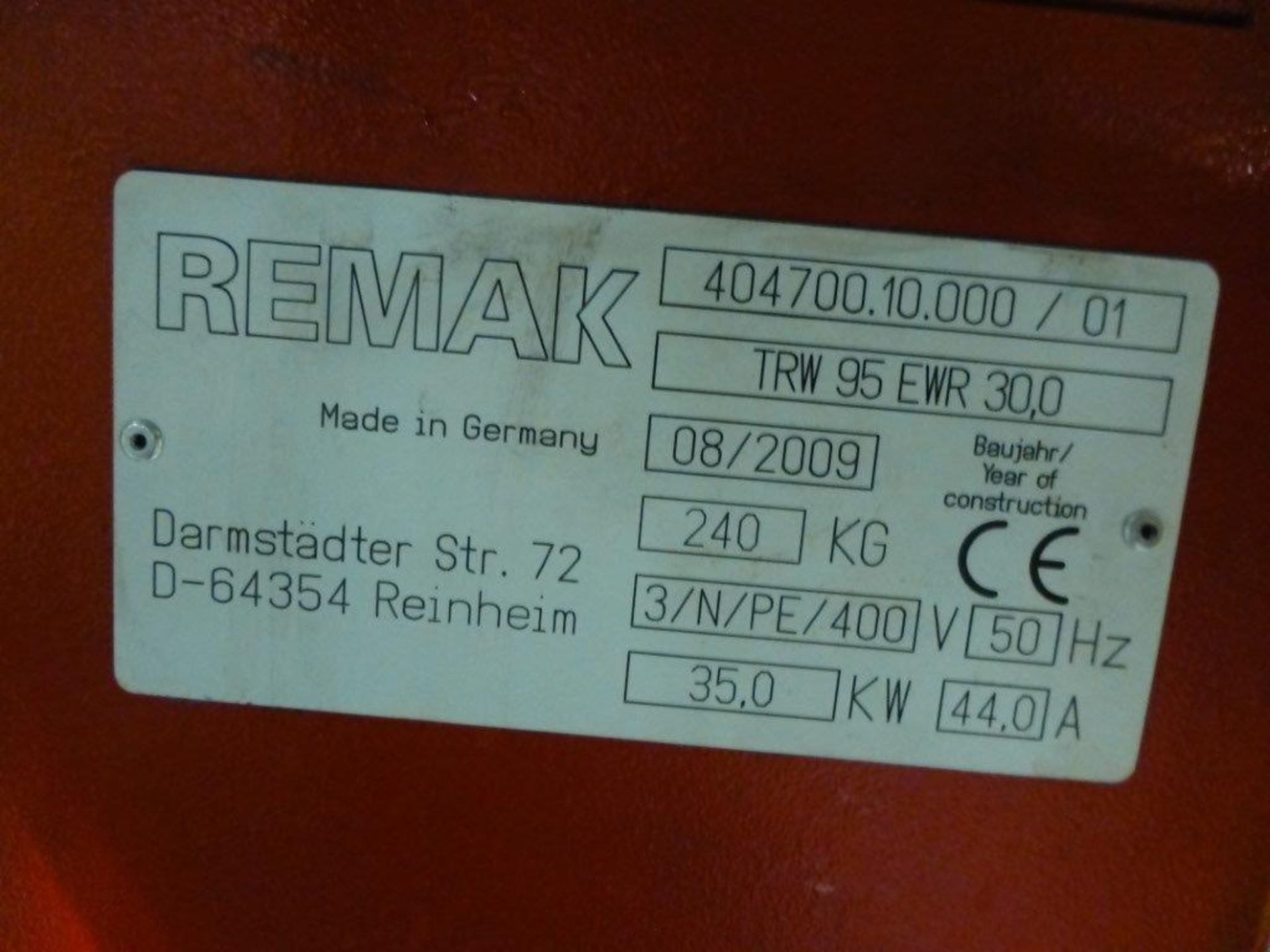 Remak TRW95/EWR 30.0 temperature control unit, serial No 404700.10.000/01 (A Risk Assessment and - Image 2 of 2