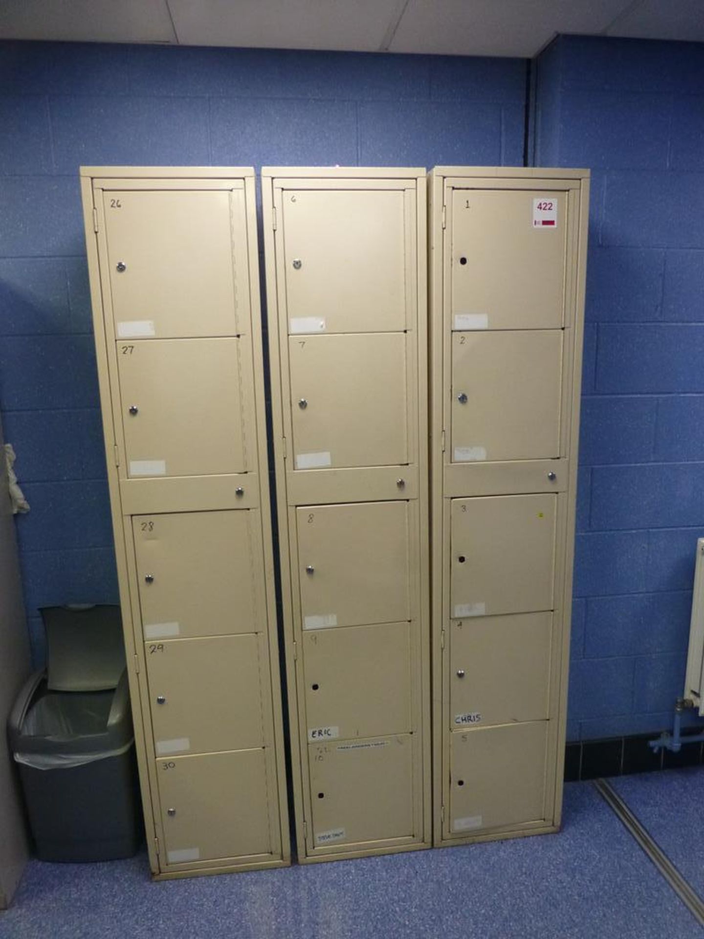 3 steel 5 compartment personal locker units (Beige)