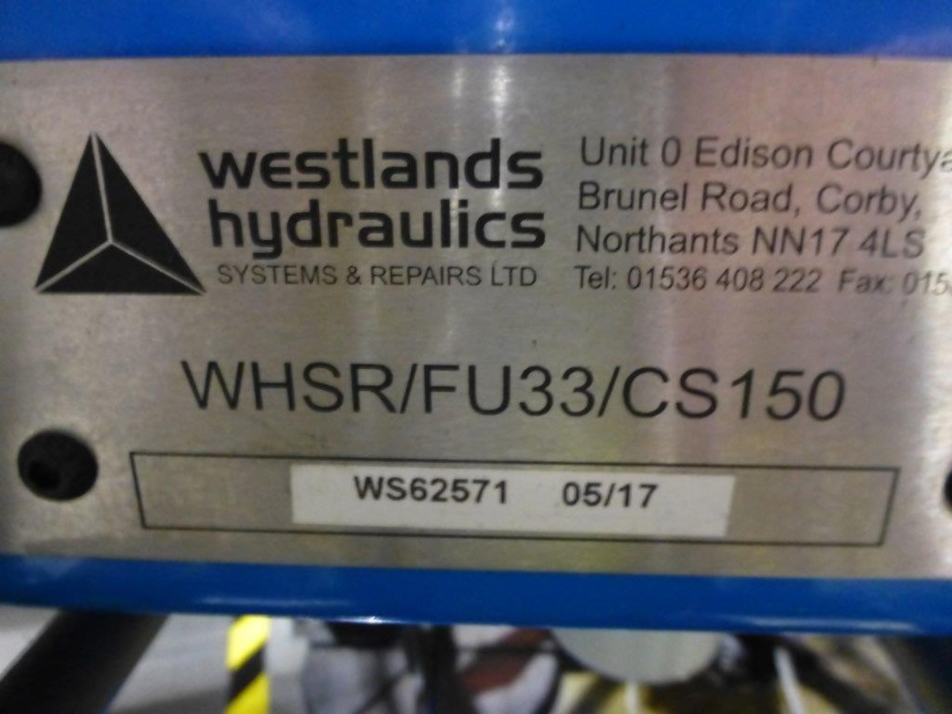 Westlands Hydraulics WHSR/FU33/CS150 mobile oil filtration unit, serial No WS62571 (2017) - Image 2 of 2