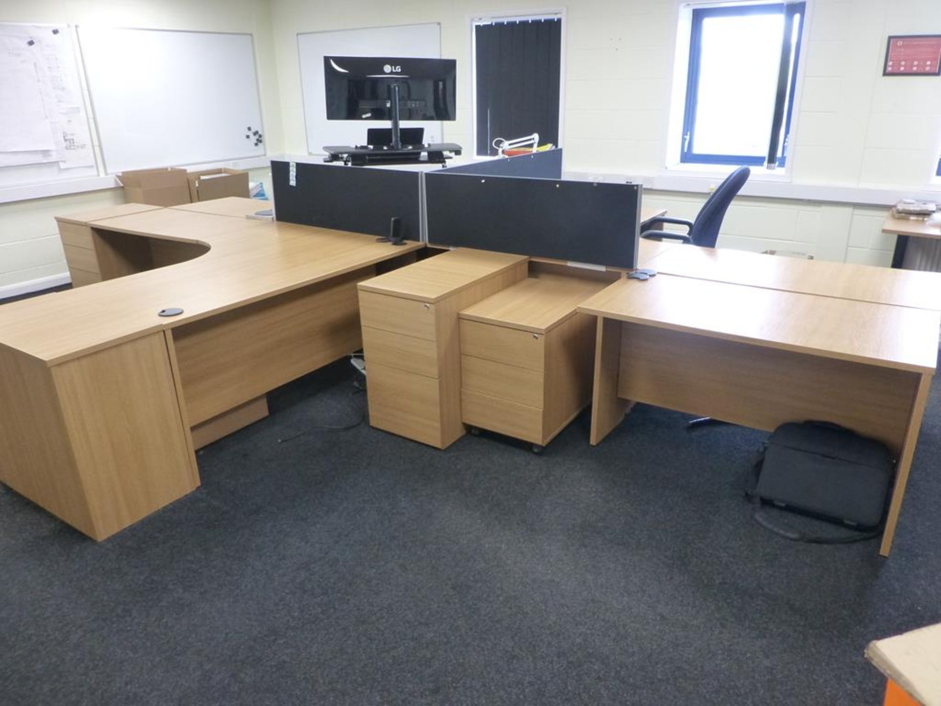 Furniture to F1 Office to include, 3 cherry effect 1600mm x 1200mm workstations with 7 three - Image 2 of 4