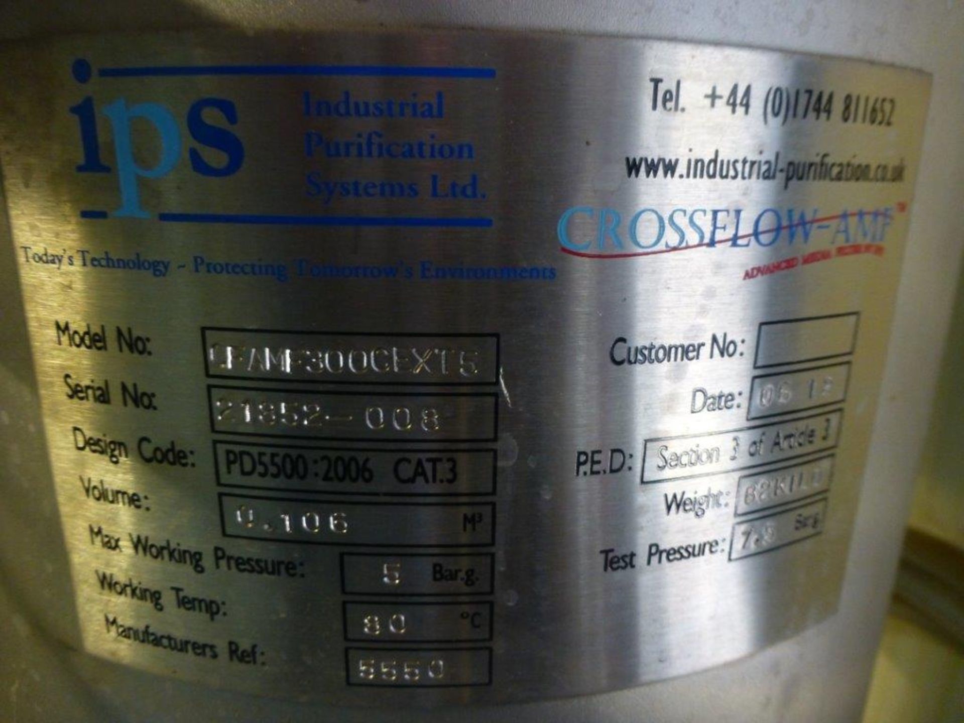 IPS Crossflow-AMF CFAMF300CEXT5 advanced media filter, serial no 21852-008 (2012) - Image 3 of 3