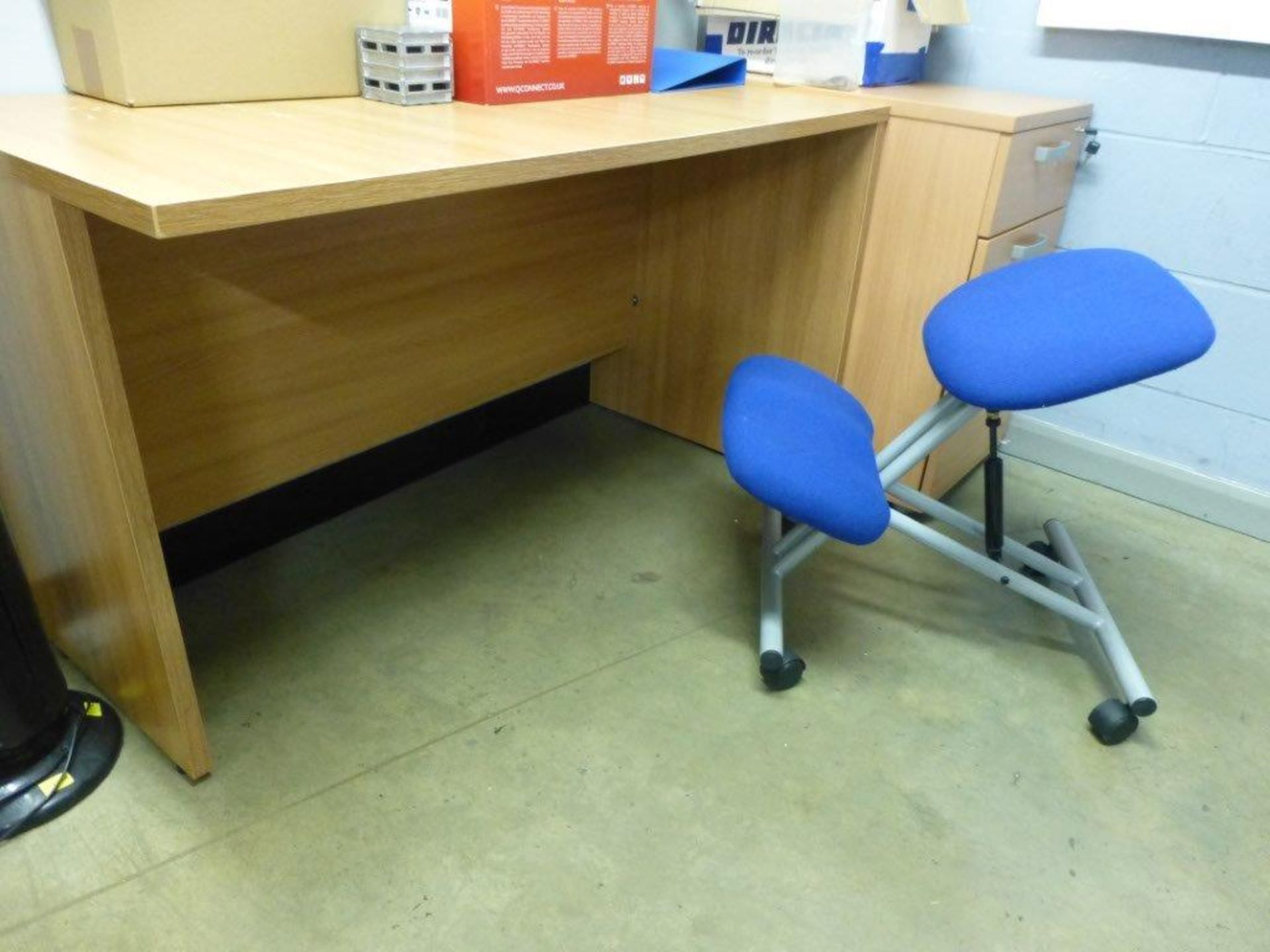 Furniture to Minder's office to include light wood effect workstation, double door cupboard, 2 3- - Image 2 of 3