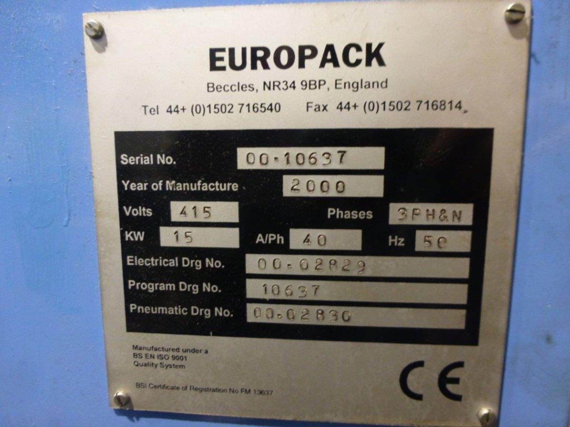 Europack Collator Wrapper Bander Serial No. 00.10637 (2000) , plant No 10718 - Image 5 of 5