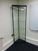 5 tier freestanding lockable illuminated glazed corner display cabinet 700mm x 500mm x 2000mm