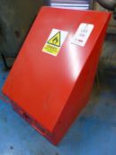 Steel lift top flammables storage cabinet, located on first floor. Please note: A mandatory lift out