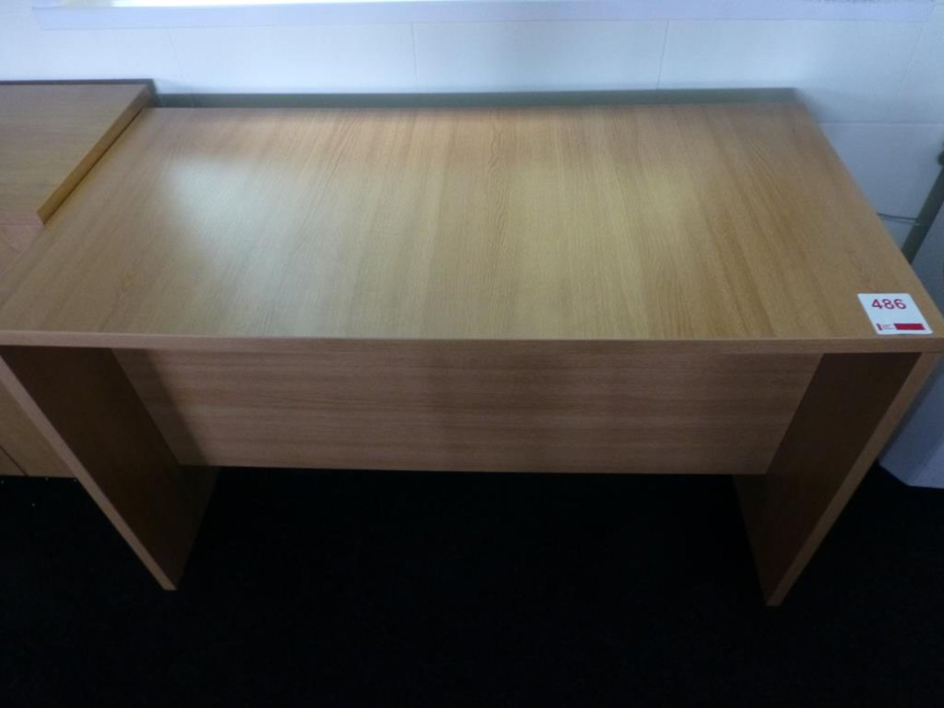 Cherry effect 1200mm x 160mm office table and matching 650mm diameter occasional table