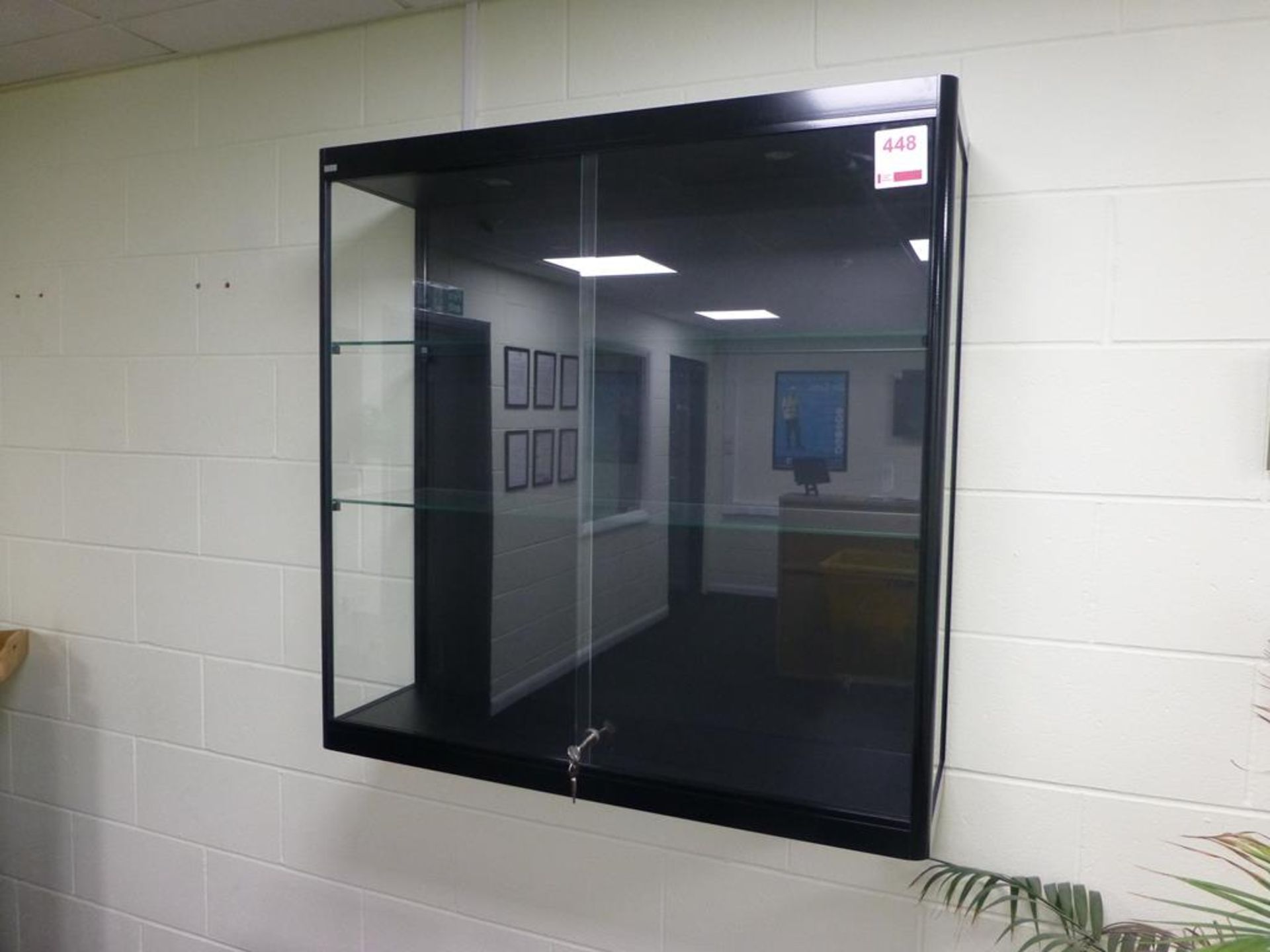 3 tier wall mounted lockable illuminated glazed display cabinet 1000mm x 300mm x 1000mm