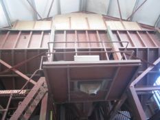 AP Engineering steel framed triple bin feed silos, with ram driven outlet feed, approx. bin