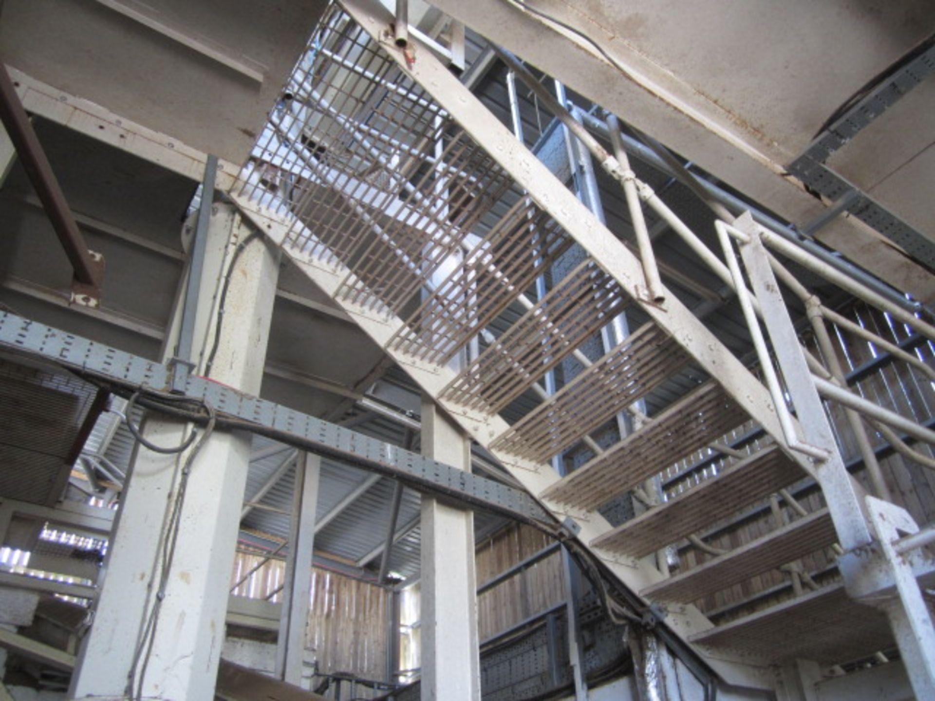 Steel framed stepped gantry access steps and platforms, approx. 8m x 4m and 1m x 12m. **A work