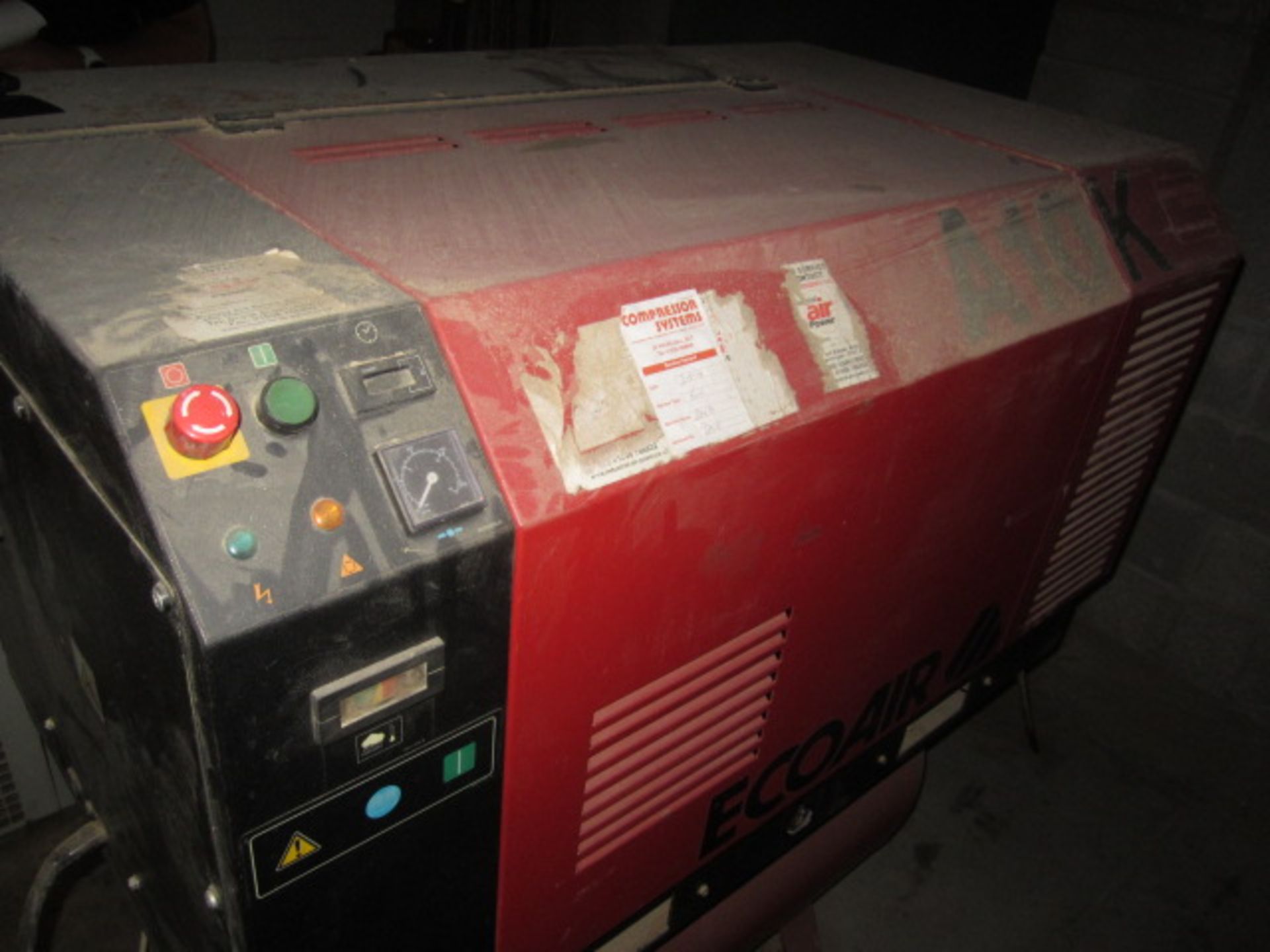 Eco Air A10 packaged air compressor mounted on air receiver, serial no: 214491 (2001), max bar 8. - Image 2 of 6
